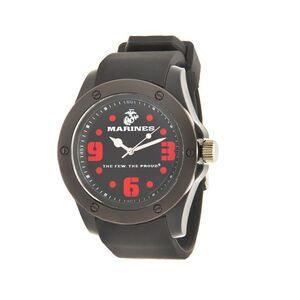 Wrist Armor Men's Marines Black Quartz Analog Watch with Silicone Band